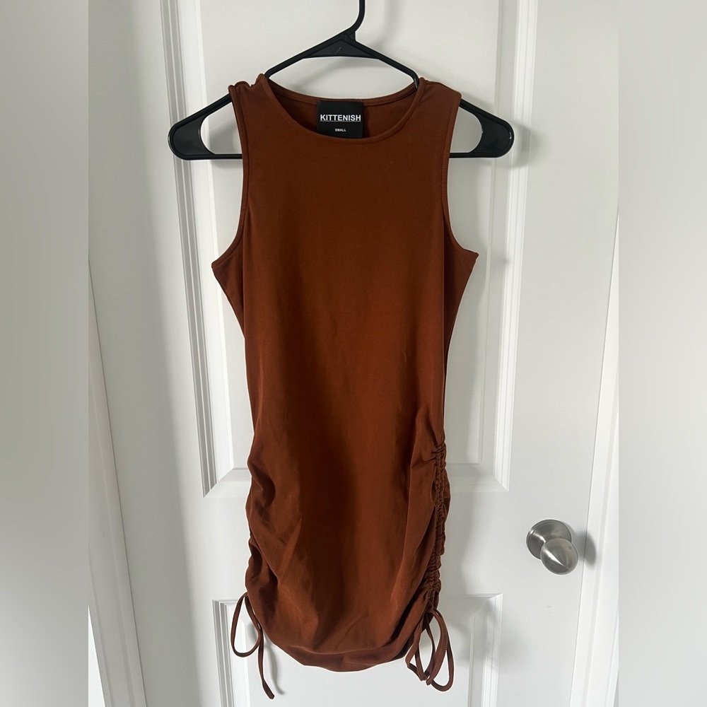 Kittenish Brown Sleeveless Dress